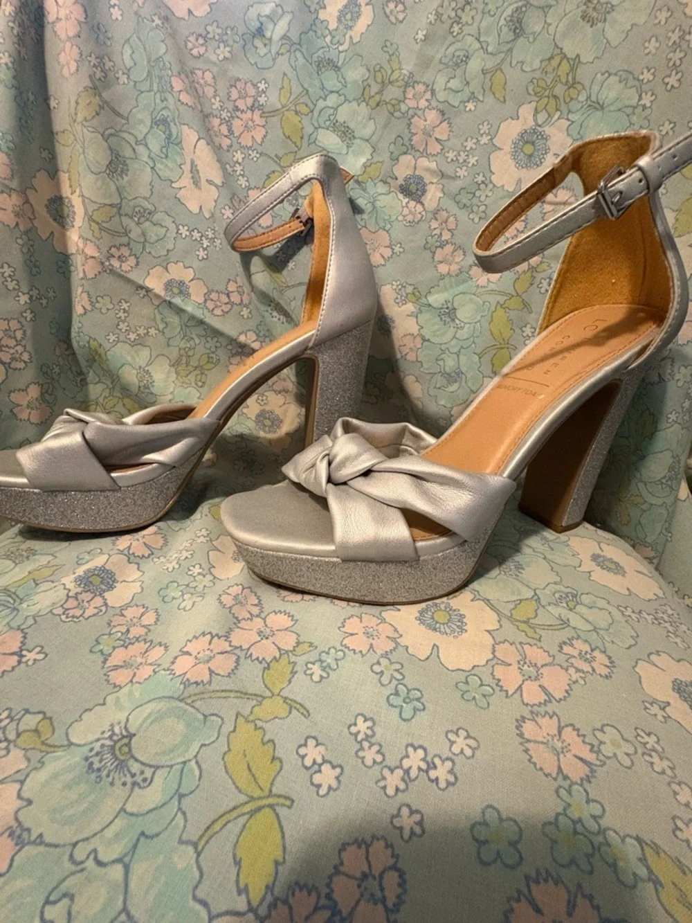 Lauren Conrad Memory Foam Silver Knot Front Platform Sandals